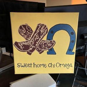 Chi Omega Cowboy Boots Decor